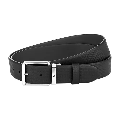 Thắt lưng Montblanc Đen xám Đức - Thắt Lưng Nam Montblanc Reversible Leather Belt 35mm MB128774 2 Mặt Màu Đen Xám - Vua Hàng Hiệu