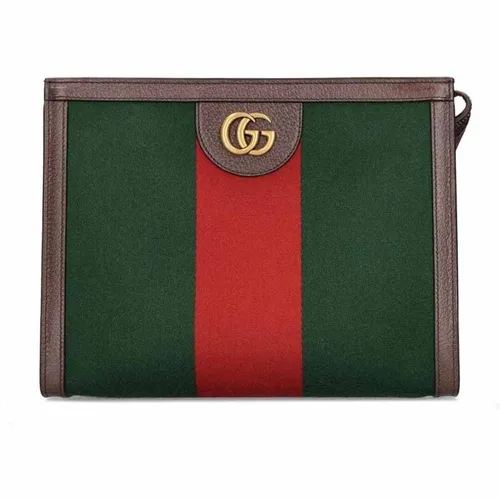 Túi xách - Túi Cầm Tay Nam Gucci GC Web Double G Case Màu Xanh Đỏ - Vua Hàng Hiệu