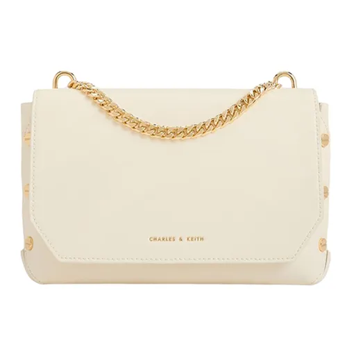 Túi Đeo Chéo Nữ Charles & Keith CNK Clea Chain-Handle Bag Cream 20151374 Màu Kem