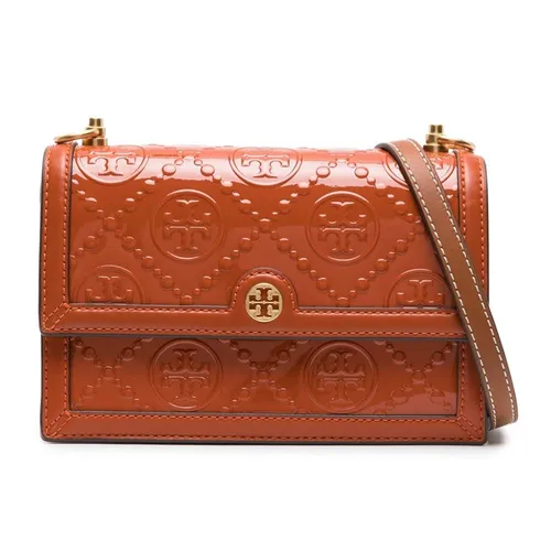 Túi Đeo Chéo Nữ Tory Burch Monogram Patent Embossed Small Shouder Bag 135824 Màu Cam - Túi xách - Vua Hàng Hiệu
