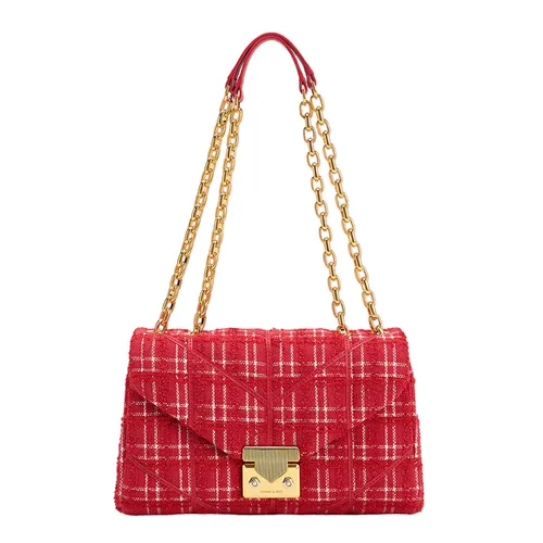 Túi Đeo Vai Nữ Charles & Keith CNK Eudora Chevron Trapeze Bag Red 20671469 Màu Đỏ