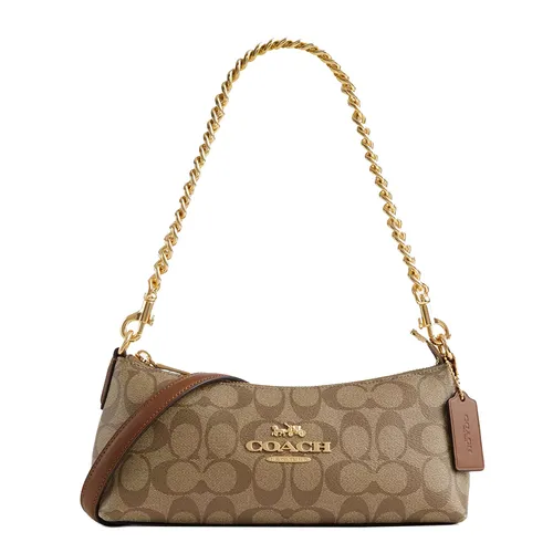 Túi Đeo Vai Nữ Coach Charlotte Shoulder Bag In Signature Canvas CL405 Màu Nâu Khaki - Túi xách - Vua Hàng Hiệu