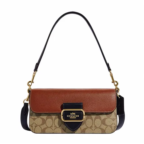 Túi Đeo Vai Nữ Coach Morgan Shoulder Bag In Colorblock Signature Canvas CE560 Màu Nâu - Túi xách - Vua Hàng Hiệu