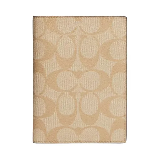 Túi xách - Ví Nữ Coach Passport Case In Signature Canvas CF887 Màu Vàng Nhạt - Vua Hàng Hiệu