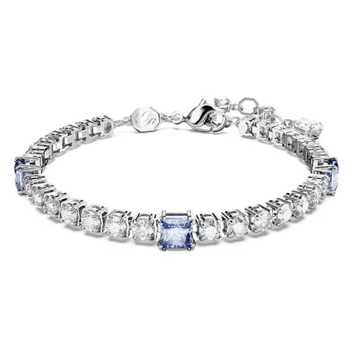 Vòng Đeo Tay Nữ Swarovski Matrix Tennis Bracelet Mixed Cuts, Blue, Rhodium Plated 5666426 Màu Xanh Bạc