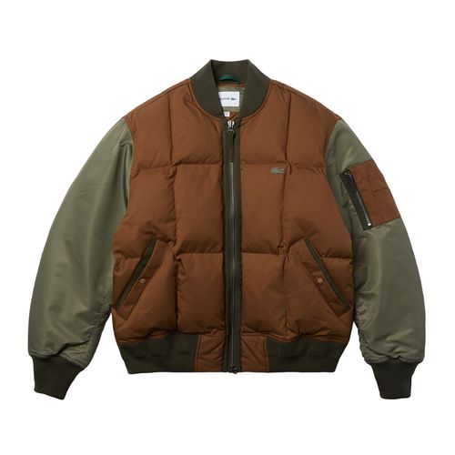 Áo Bomber Nam Lacoste Sport Two-Tone Water-Resistant Quilted Jacket BH1932L Màu Nâu Size 50