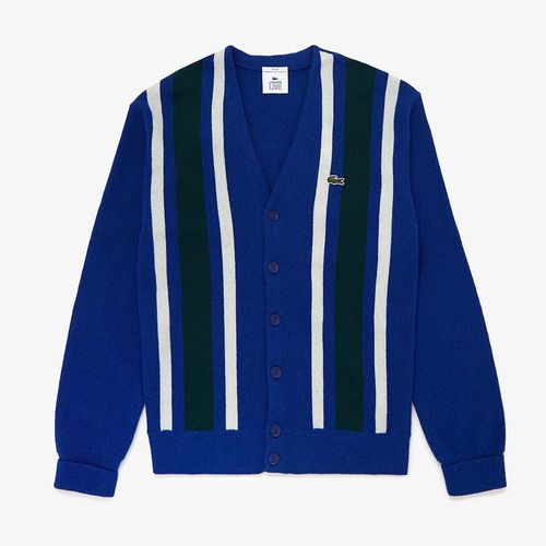 Áo Cardigan Lacoste Men's Live Vintage Inspired Wool Blend Buttoned Cardigan AH7306 Màu Xanh Navy Size 3