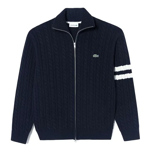 Áo Khoác Len Nam Lacoste Cable Zip-Up AH202E 53N HDE Màu Xanh Navy Size 3