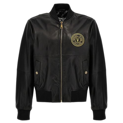 Áo Khoác Nam Versace Jeans Couture Black Leather With Logo Embroidered 75GAVP07 CPPS3 G89 Màu Đen