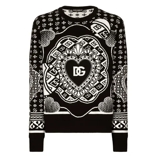 Áo Len Nam Dolce & Gabbana D&G Bandanna Sweatshirt GXJ79T JAWJ4 S9000 Màu Đen Size 48