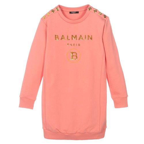 Áo Nỉ Nữ Balmain Teen Pink Sweatshirt Màu Hồng Cam Size 14Y