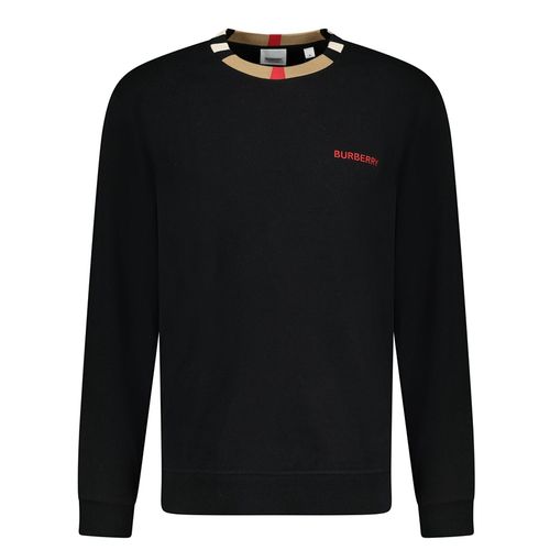 Áo Nỉ Sweater Burberry Jarrad Check Neck Sweatshirt  8075187 Màu Đen Size M