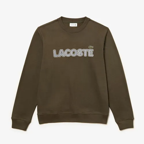 Áo Nỉ Nam Sweater Lacoste Men's Crew Neck Check Badge Fleece Sweatshirt SH8632 S7T Màu Xanh Green Size 4