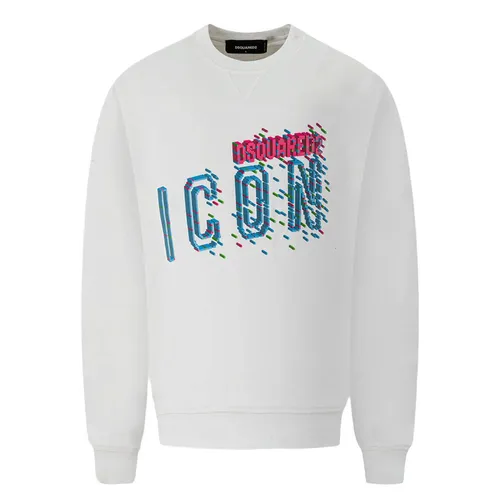 Áo Nỉ Sweater Nam Dsquared2 White With ICON Logo Printed S79GU0109 S25516/100 Màu Trắng