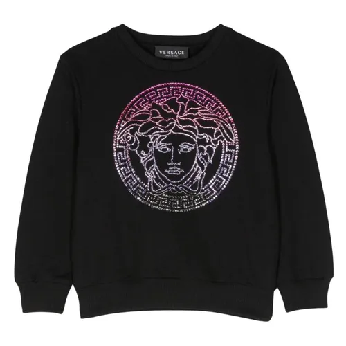 Áo Nỉ Sweater Nữ Versace Black With Medusa Logo Embroidered 1000349 1A08365 Màu Đen