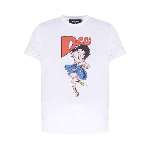 Áo Phông Nam Dsquared2 S74GD1269S23009100 Betty Boop Cool Tshrit Màu Trắng Size M