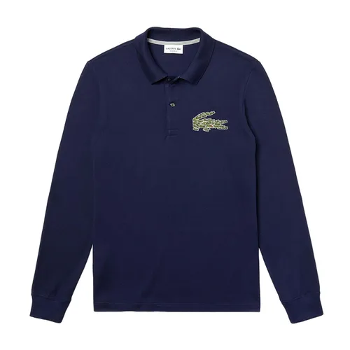 Áo Polo Dài Tay Nam Lacoste Regular Fit Multi Croc Badge Polo PH8562 166 Màu Xanh Navy Size 2