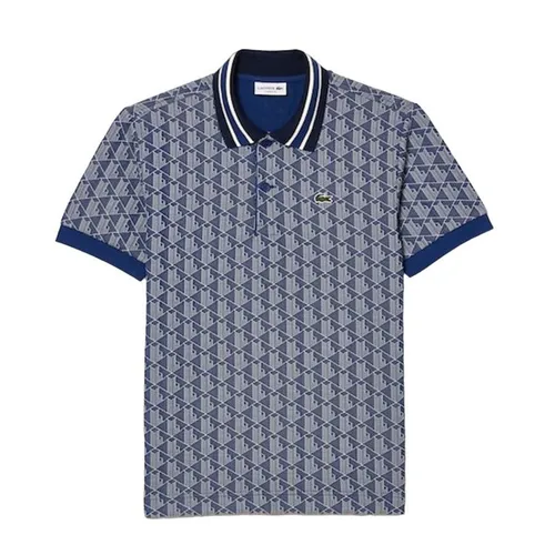 Áo Polo Nam Lacoste Classic Fit Monogram Jacquard Polo Shirt DH1417 51 QIE Màu Xanh Navy Size XL