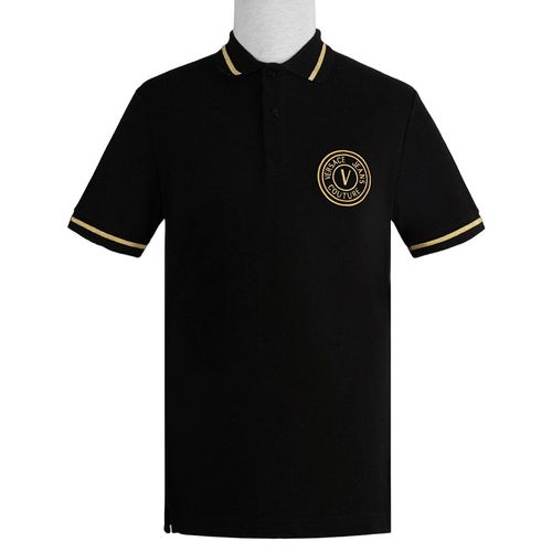 Áo Polo Nam Versace Jeans Couture Black With Logo Embroidered 74GAGT06 CJ01T G89 Màu Đen