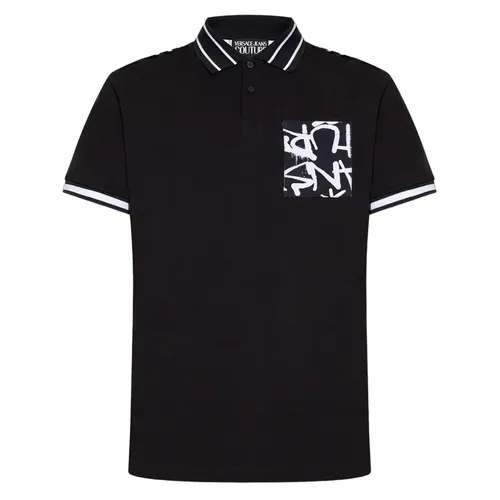 Áo Polo Nam Versace Jeans Couture Black With Pattern Printed 75GAG6R2 JS242 899 Màu Đen Trắng Size S