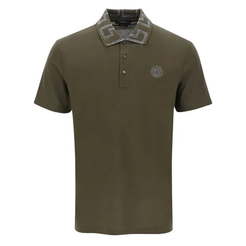 Thời trang - Áo Polo Nam Versace Medusa Green Greca Collar A87402 1A06199 2GF40 Màu Xanh Rêu Size 46 - Vua Hàng Hiệu