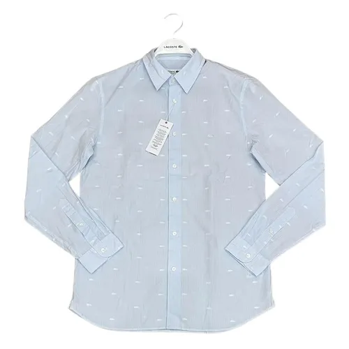 Áo Sơ Mi Dài Tay Nam Lacoste Men's Regular Fit Long-Sleeve Shirt Màu Xanh Blue Size 39