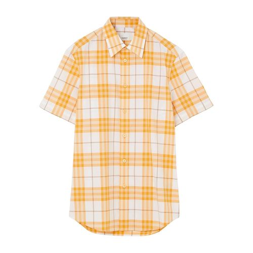 Áo Sơ Mi Nam Burberry Check-Pattern Short-Sleeve Màu Vàng Size XS