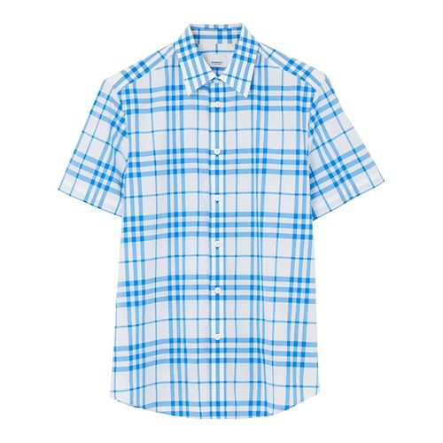Áo Sơ Mi Nam Burberry Check-Pattern Short-Sleeve  Màu Xanh Size S