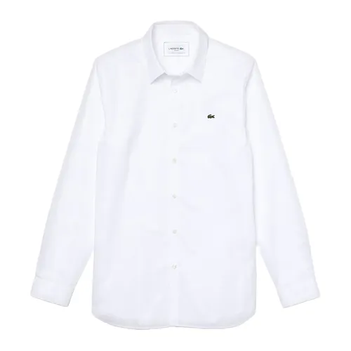 Áo Sơ Mi Nam Lacoste Men's Slim Fit Stretch Poplin Shirt CH2668 001 Màu Trắng Size 42