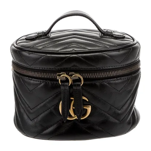 Túi xách Gucci Balo - Balo Nữ Gucci Mini GG Marmont Matelassé Round Backpack GUC1376414 Màu Đen - Vua Hàng Hiệu