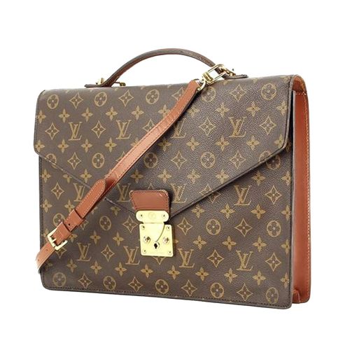 Cặp Louis Vuitton LV Document Holder In Monogram Canvas And Natural Leather Màu Nâu