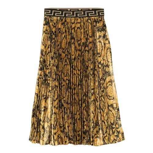 Chân Váy Nữ Versace Black With Baroque Pattern Printed 1010140 1A07570 Màu Vàng Đen