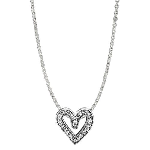 Dây Chuyền Nữ Pandora Heart Necklace 798692C01 Màu Bạc
