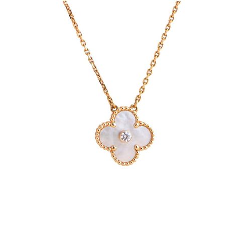Dây Chuyền Nữ Van Cleef & Arpels Diamond Mother Of Pearl Alhambra Pendant Màu Trắng – Vàng Hồng (Chế Tác)