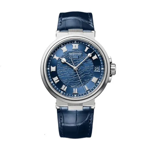 Đồng Hồ Nam Breguet Marine 5517BB/Y2/9ZU Crocodile Skin Màu Xanh Bạc - Đồng hồ - Vua Hàng Hiệu