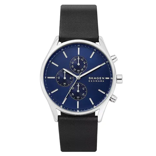 Đồng Hồ Nam Skagen Holst Chronograph Black Leather Watch SKW6606 Màu Đen