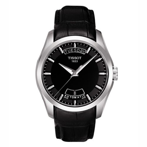 Đồng Hồ Nam Tissot Couturier Men's Black Automatic Leather Watch T0354071605100 Màu Đen