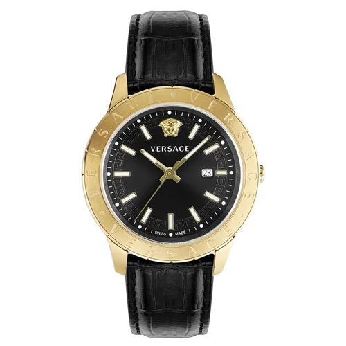 Đồng Hồ Nam Versace Men's VE2C00721 Univers 42mm Quartz Watch Màu Đen Vàng
