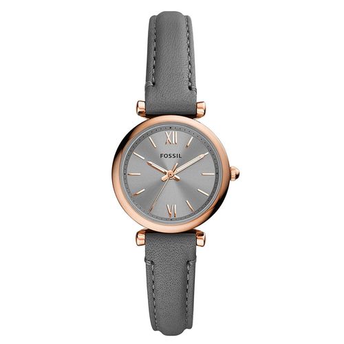 Đồng Hồ Nữ Fossil Carlie Mini Three-Hand Grey Leather Watch ES5068 Màu Xám