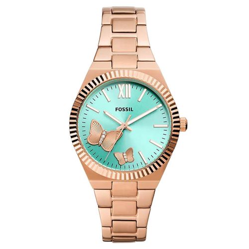 Đồng Hồ Nữ Fossil Scarlette Three-Hand Rose Gold-Tone Stainless Steel Watch ES5277 Màu Vàng Hồng