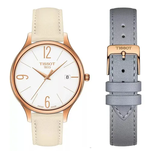 Tissot - Đồng Hồ Nữ Tissot Bella Ora White Dial White Leather Ladies T103.210.36.017.00 Màu Vàng Hồng/Trắng - Vua Hàng Hiệu