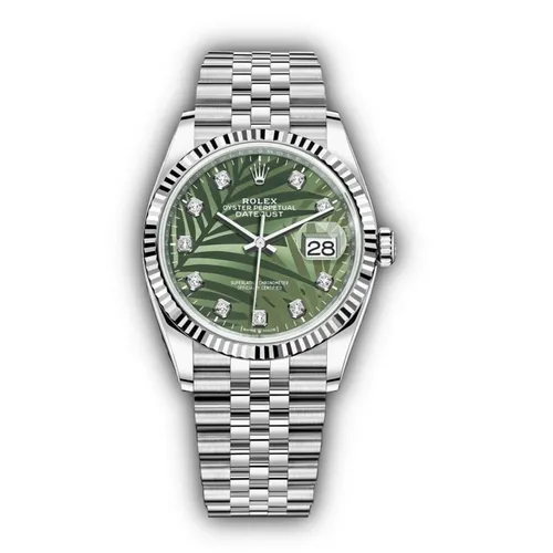 Đồng hồ - Đồng Hồ Rolex Steel Datejust 36 Olive Green Palm Jubilee 126234-0047 Màu Xanh Bạc - Vua Hàng Hiệu