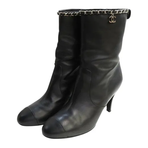 Giày - Giày Boot Nữ Chanel CC Interlocking Logo G27249 Màu Đen Size 35.5 - Vua Hàng Hiệu