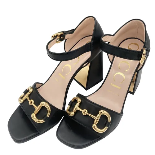 Giày Cao Gót Nữ Gucci Women’s Sandal With Horsebit 655411-BKO00-1000 Màu Đen Size 35
