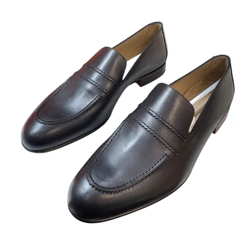 Giày Lười Nam Hermès Leather Loafer Màu Đen Size 39.5