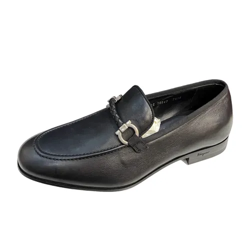 Giày Salvatore Ferragamo Nam - Giày Lười Nam Salvatore Ferragamo Leather With Gancini Ornament Màu Đen Size 7.5 - Vua Hàng Hiệu