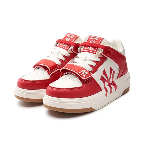 Giày Thể Thao MLB Chunky Liner Mid Saffiano New York Yankees 3ASXLMF3N-50RDS Màu Trắng Đỏ