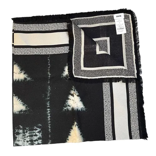 Thời trang Dior Khăn phụ kiện - Khăn Nữ Dior Silk Blend Tie-Dye Scarf Màu Đen Xám - Vua Hàng Hiệu