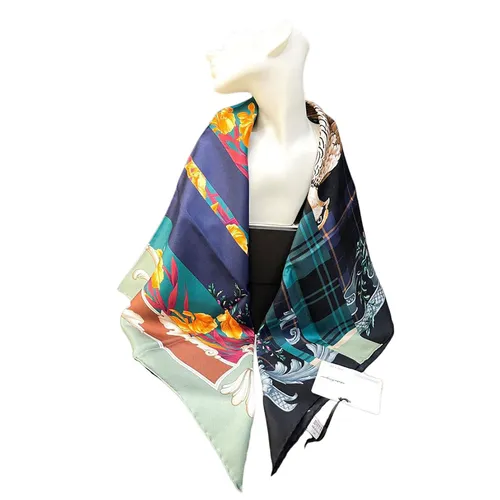 Khăn Nữ Salvatore Ferragamo Silk Scarf Màu Xanh