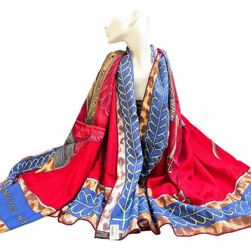 Khăn Quàng Cổ Nữ Hermès Silk Scarf Màu Đỏ